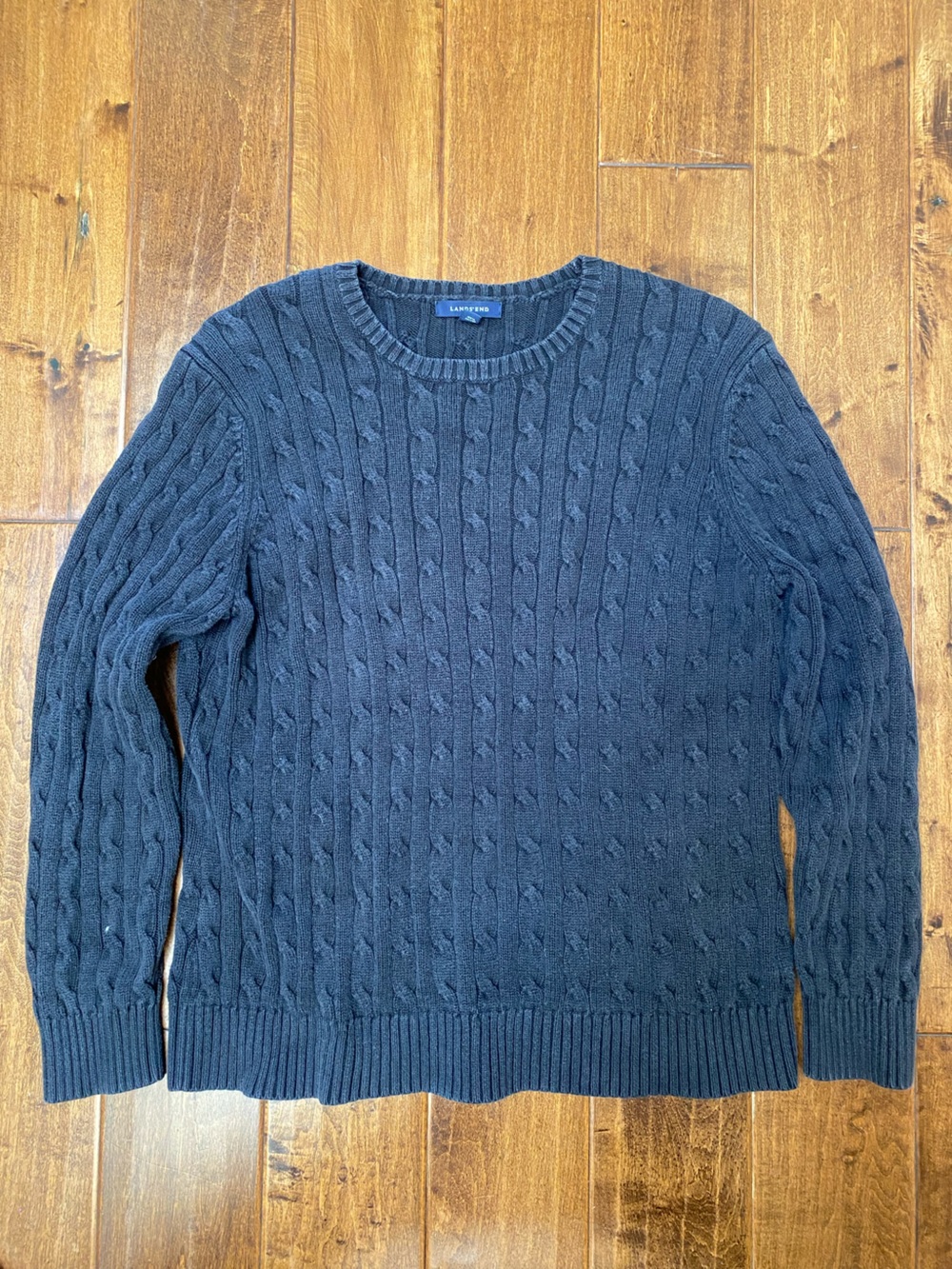 Lands' End Women's Navy Cable Crewneck Sweater